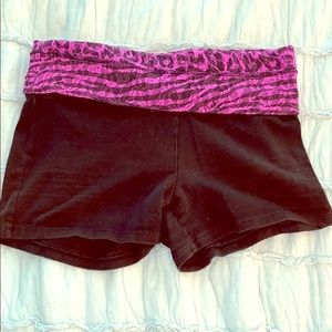 PINK yoga shorts with lace fold over band